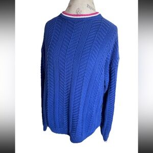 Vintage Eddie Bauer Cable Knit Sweater L Cotton Hong Kong 90s Fisherman Women